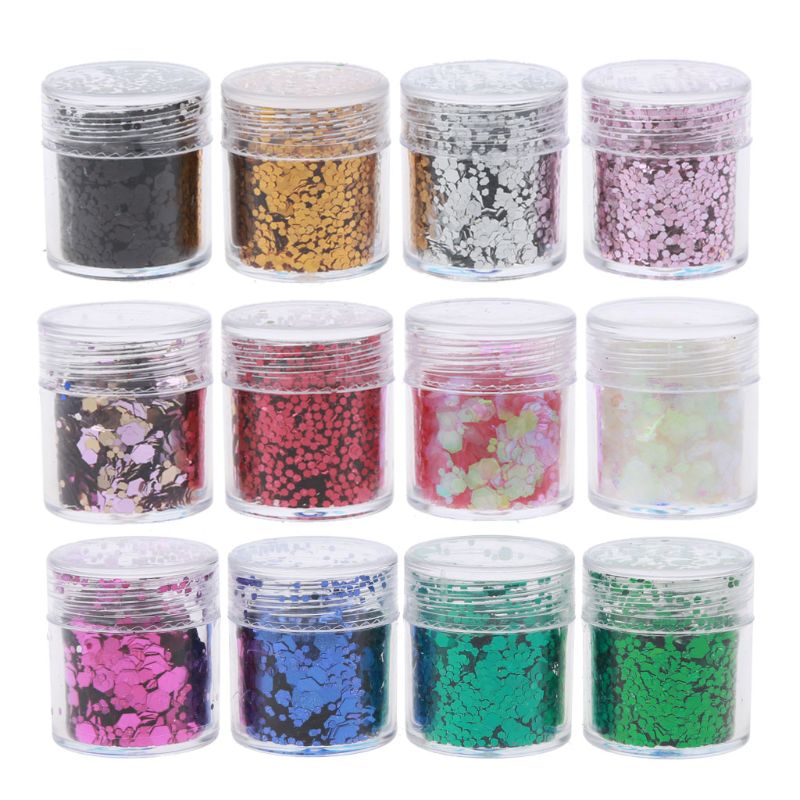 12-Color Mixed Hexagonal High-Quality Glitter
