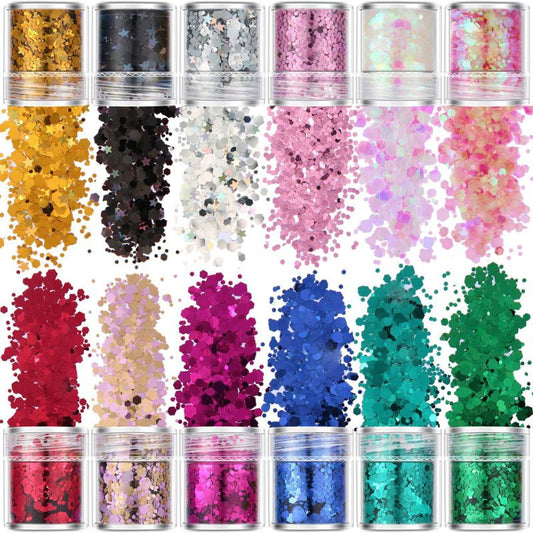 12-Color Mixed Hexagonal High-Quality Glitter