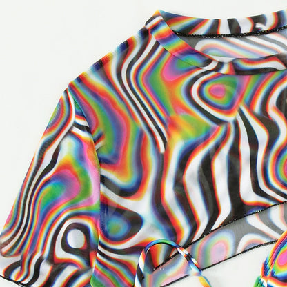 Women's Colourful Rope Mesh Bikini Swimsuit