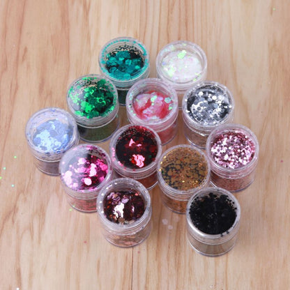 12-Color Mixed Hexagonal High-Quality Glitter