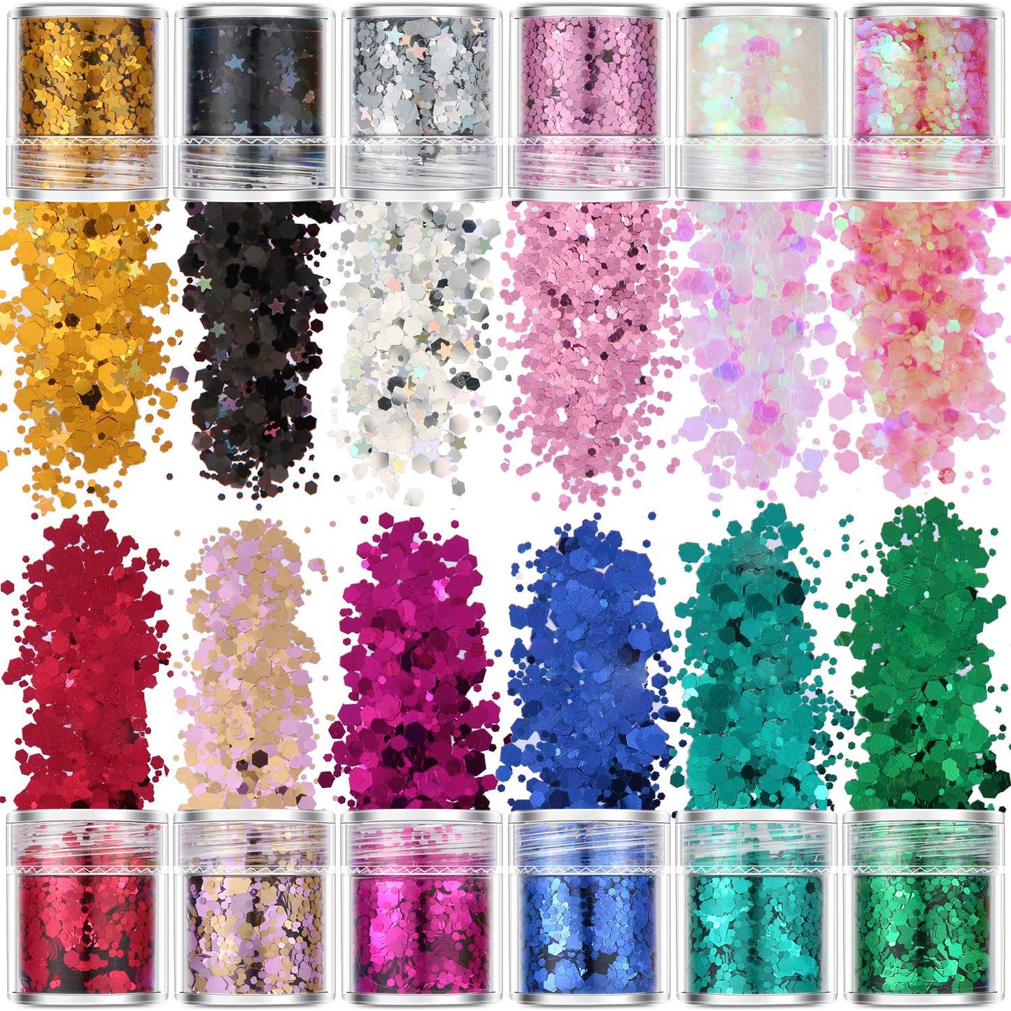 12-Color Mixed Hexagonal High-Quality Glitter