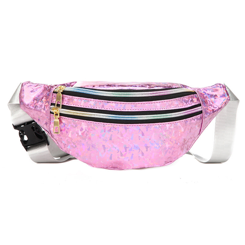Double Pocket Holographic Bum Bag