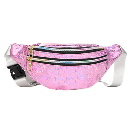 Double Pocket Holographic Bum Bag